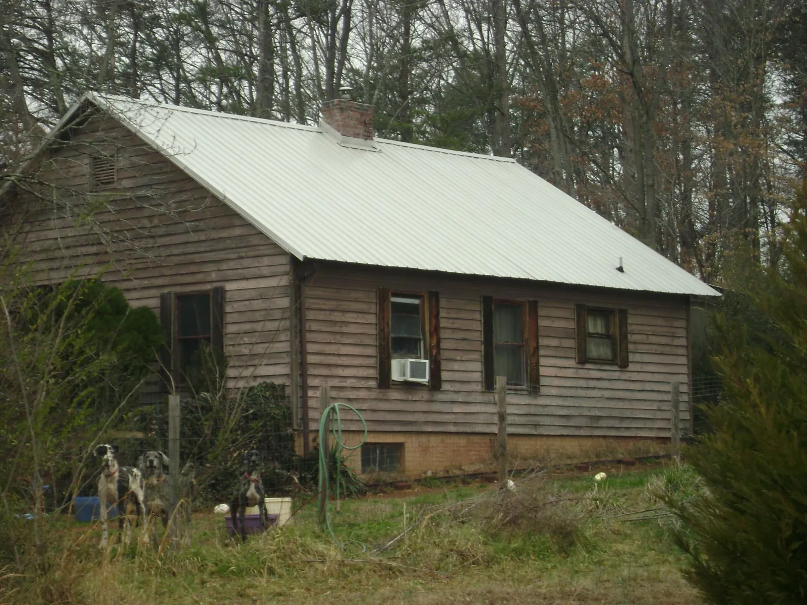 White metal roof on an old wood sided farmhouse, from a Metal Roof Installation job in Picabo